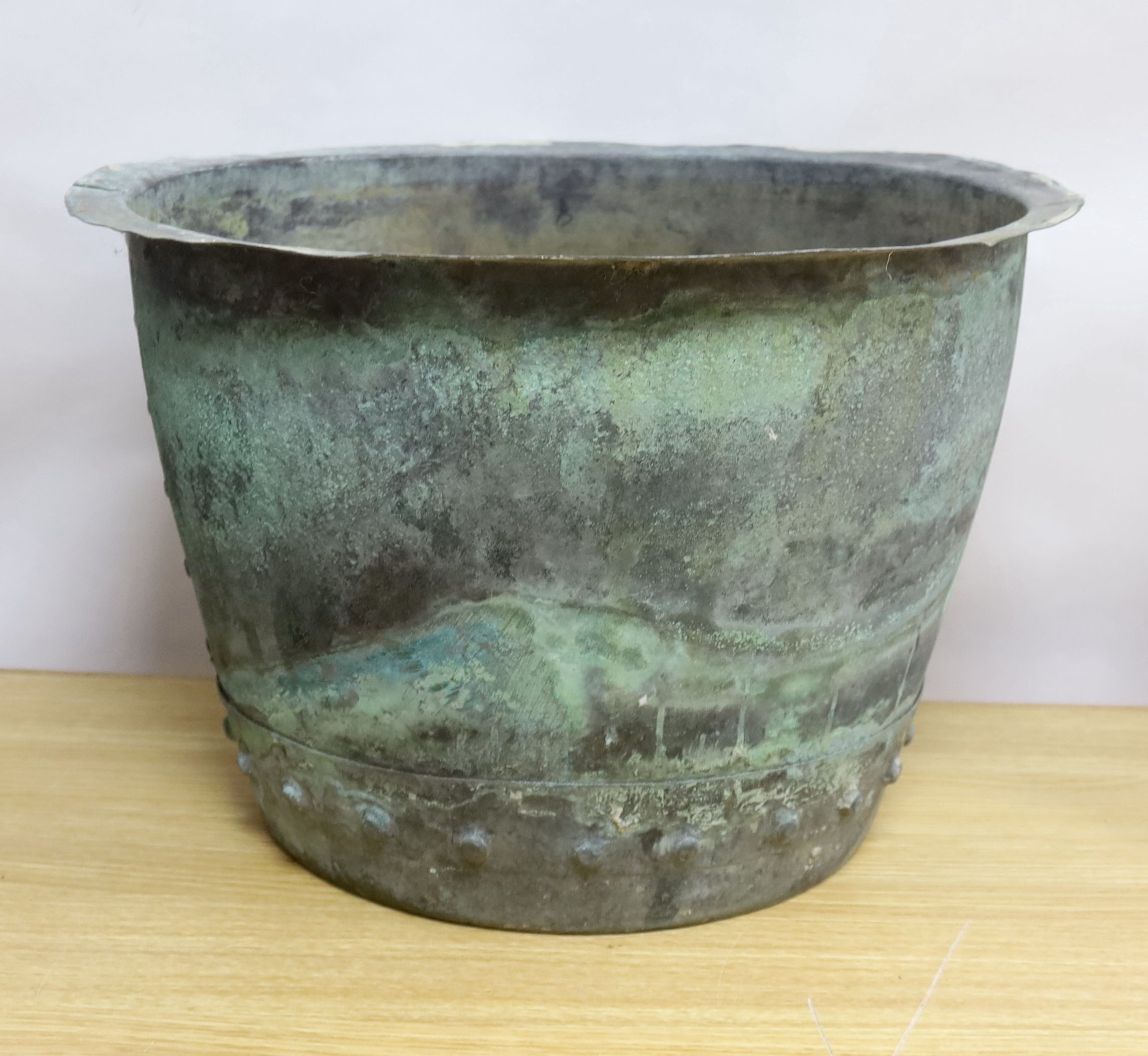 A copper cauldron, 46cm diameter